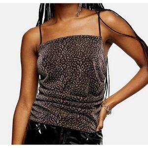 Topshop Brown Leopard Print Velvet Cami Top